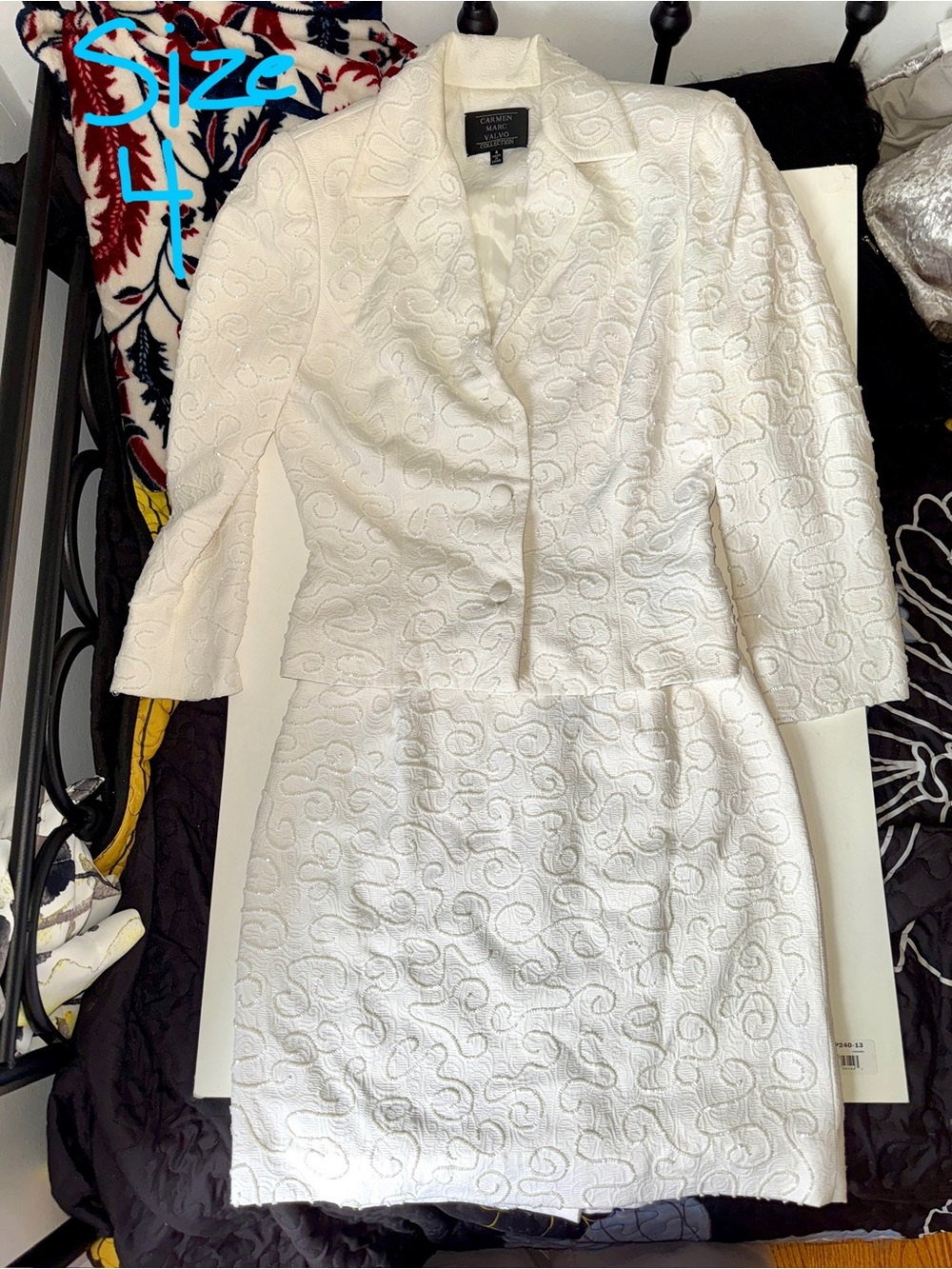 Ann Taylor White Textured Midi Dress with Matching Jacket